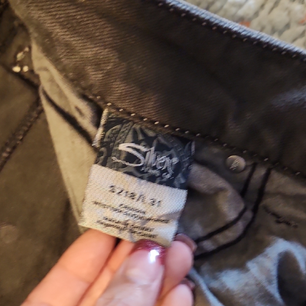 Silver Jeans Women's Distressed Gray Skinny Jeans - Picture 3 of 5